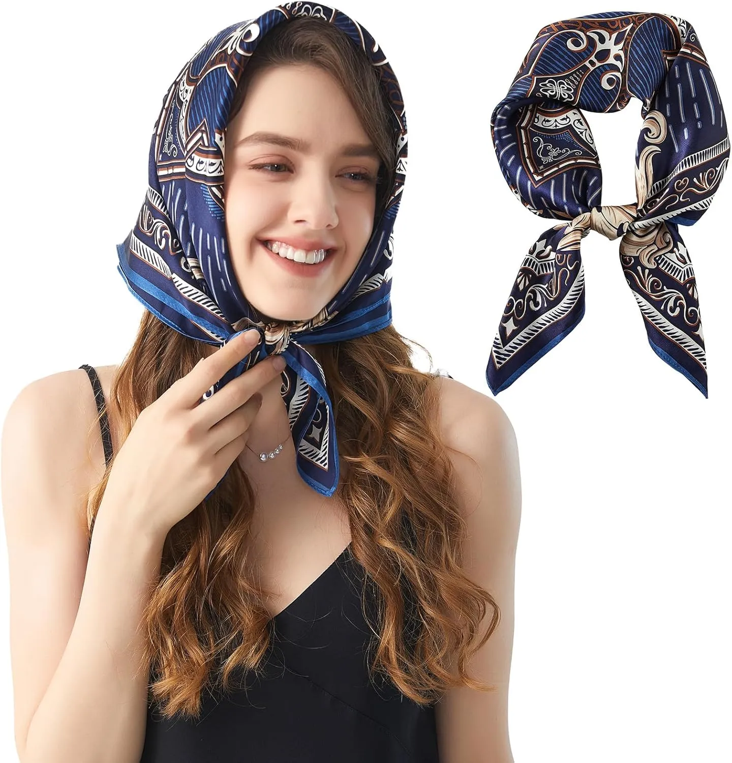 100% Mulberry Silk Square Scarf 27''x27'' Neck Scarf Hair Scarf Headscarf Bandanas for Women