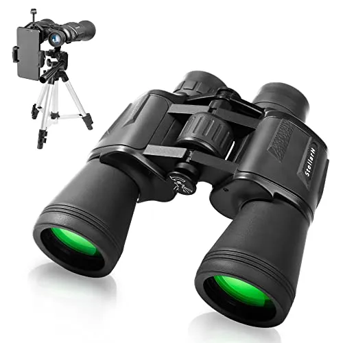 12x50 HD Full Size Binoculars for Adults with Photography Kit - Smartphone Adapter Universal Tripod Carrying Bag & Strap for Bird Watching Hunting Stargazing Sporting & Sightseeing
