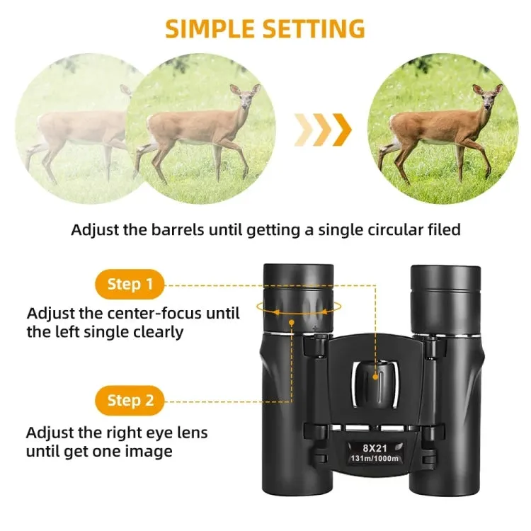 8X21 Outdoor Low-light Night Vision High-power HD Mini Binoculars