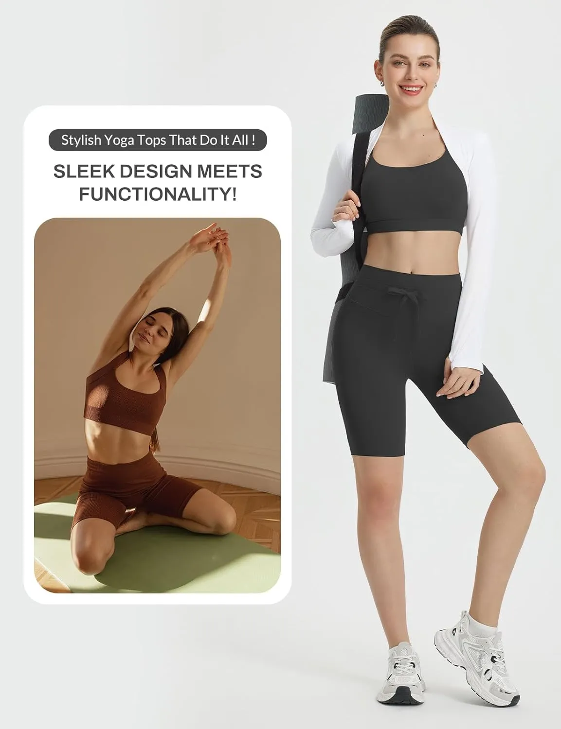 baleaf Women 8" Biker Shorts with Pockets, High Waisted Workout Short Tummy Control Yoga Gym Spandex Running Volleyball