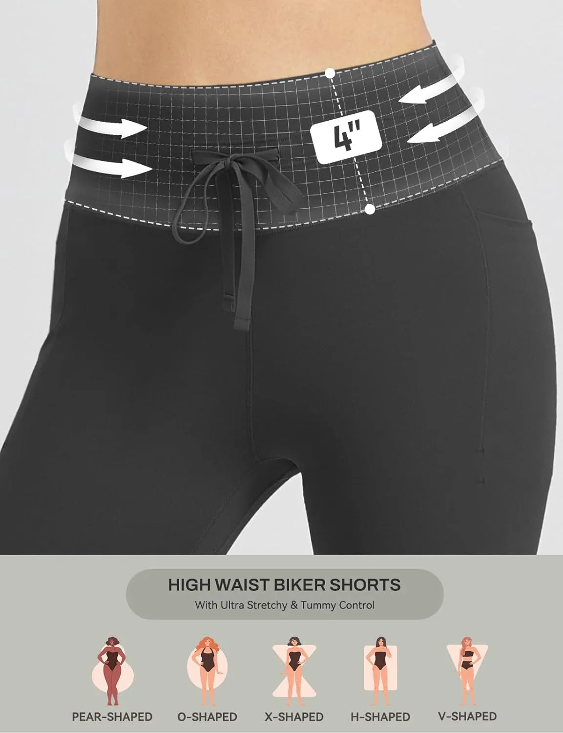 baleaf Women 8" Biker Shorts with Pockets, High Waisted Workout Short Tummy Control Yoga Gym Spandex Running Volleyball
