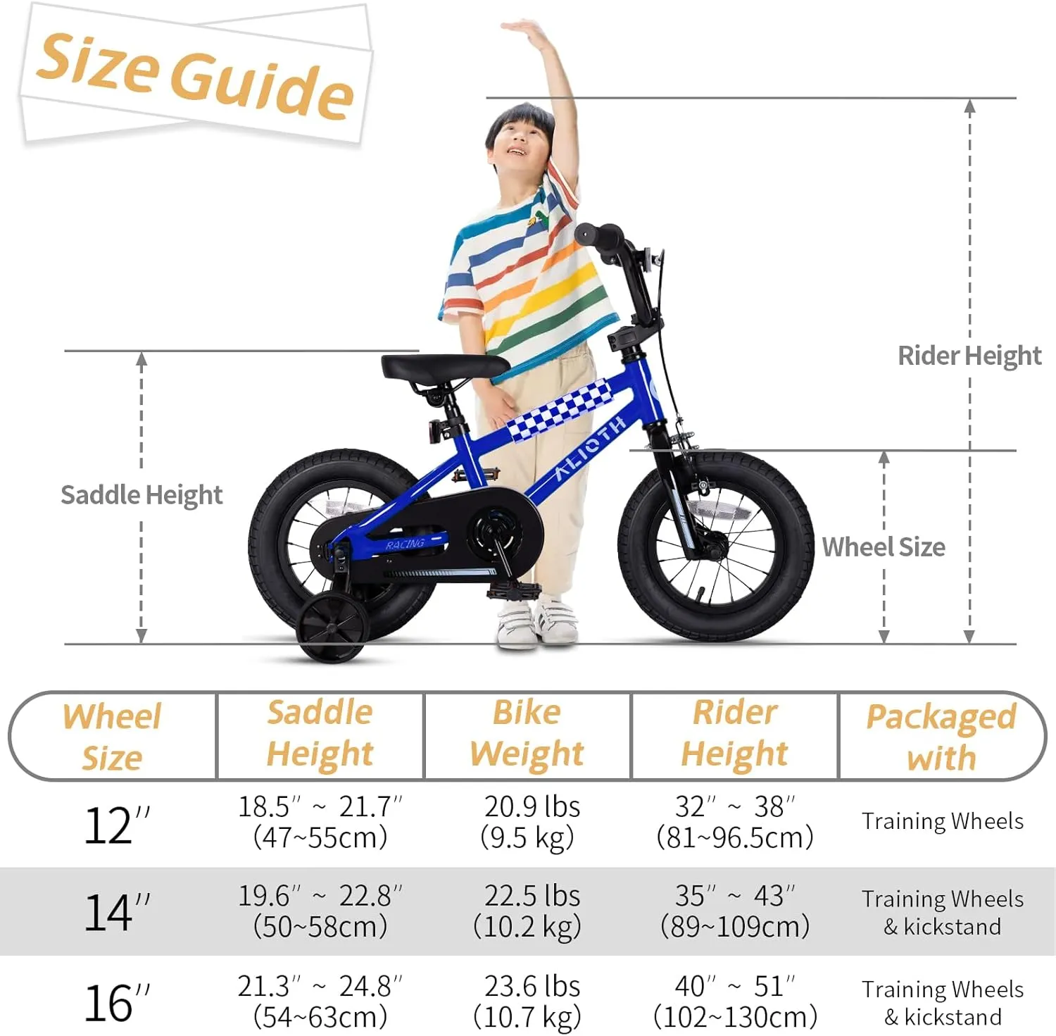 BMX Style Kids Bike for 2-8 Years Old Boys Girls Toddlers 12 14 16 Inches Bicycle with Training Wheels Coaster Brake, Multiple Color