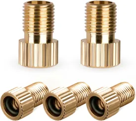Brass Presta Valve Adaptor, 5 PCS Convert Presta to Schrader Bike Pump Adapter with Rubber Seal Rings, Inflate Tire Using Standard Pump or Air Compressor Mountain Bike Accessories