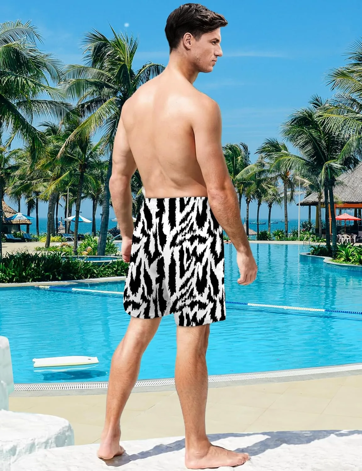 Buauty Mens Swim Trunks with Compression Liner 5 Inch Inseam Quick Dry Swim Shorts Mens Swimsuit Board Shorts with Pockets