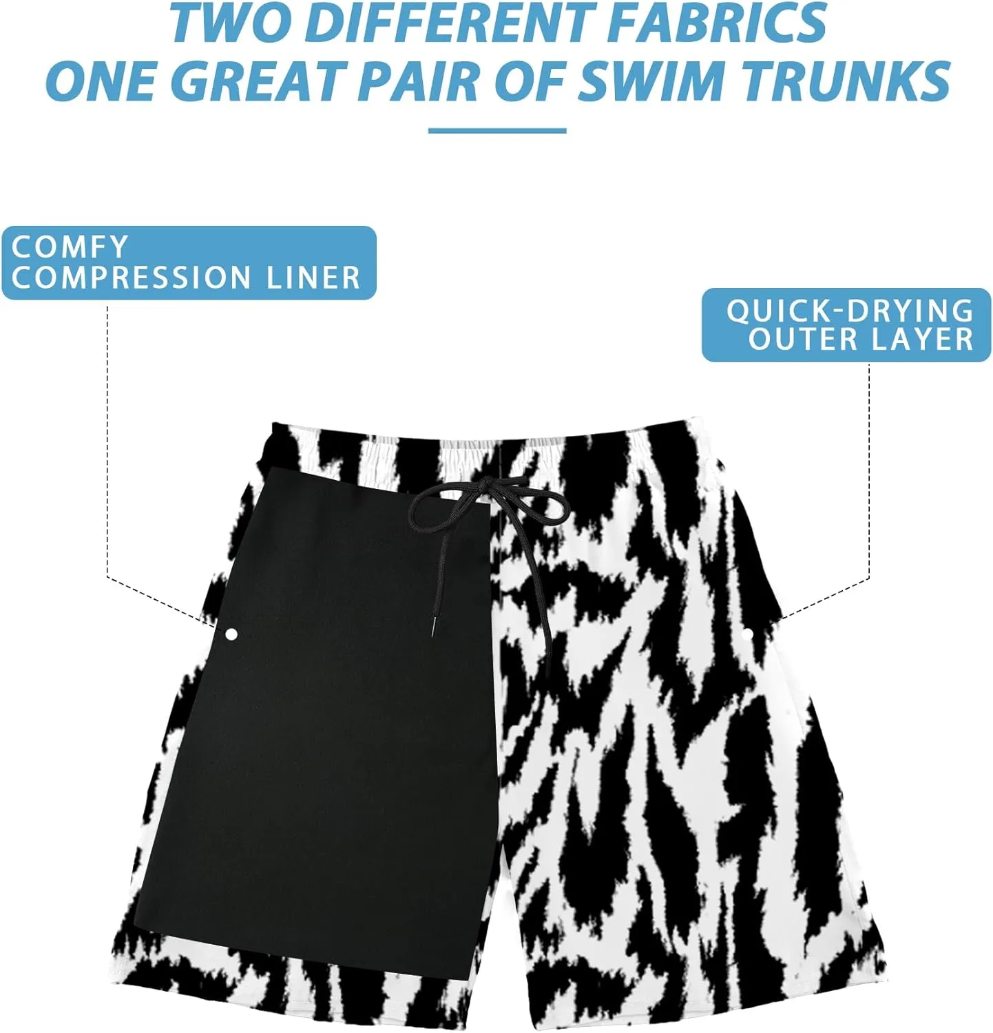 Buauty Mens Swim Trunks with Compression Liner 5 Inch Inseam Quick Dry Swim Shorts Mens Swimsuit Board Shorts with Pockets