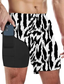 Buauty Mens Swim Trunks with Compression Liner 5 Inch Inseam Quick Dry Swim Shorts Mens Swimsuit Board Shorts with Pockets