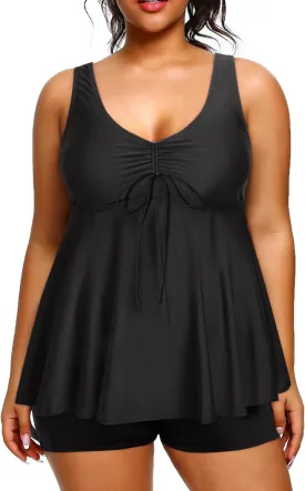 Daci Women Two Piece Plus Size Swimsuit with Bottom Peplum Tankini High Waisted Tummy Control Bathing Suit