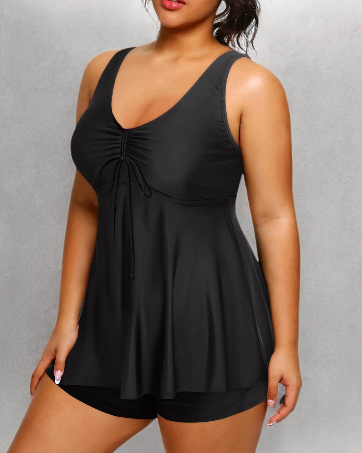 Daci Women Two Piece Plus Size Swimsuit with Bottom Peplum Tankini High Waisted Tummy Control Bathing Suit