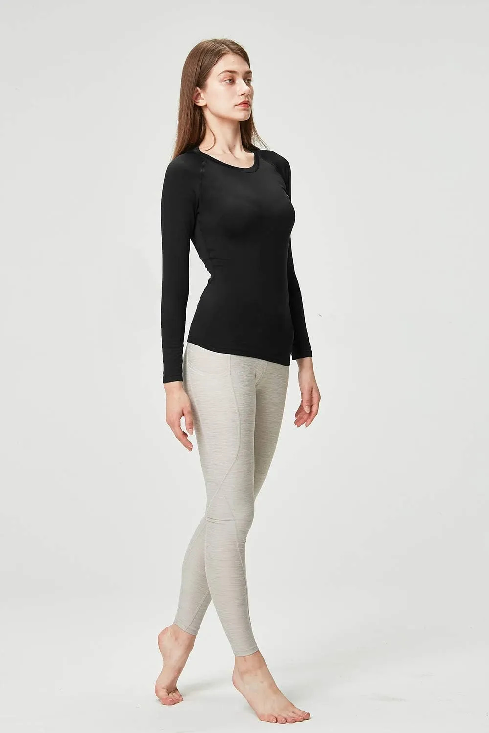 DEVOPS Women's 2 Pack Thermal Long Sleeve Shirts Compression Baselayer Tops