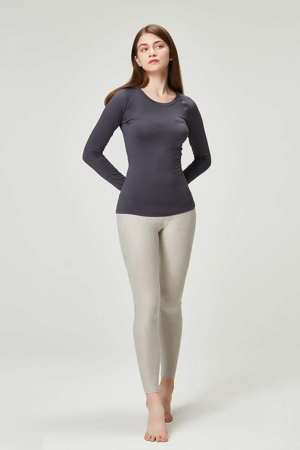 DEVOPS Women's 2 Pack Thermal Long Sleeve Shirts Compression Baselayer Tops