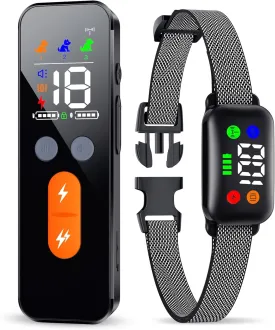 Dog Training Collar, Dog Shock Collar with Remote Control for Medium Large Dogs 40-120lbs, IP68 Waterproof Shock Collar for Dogs with Beep Vibration Shock & Safety Lock (Matte BLK)