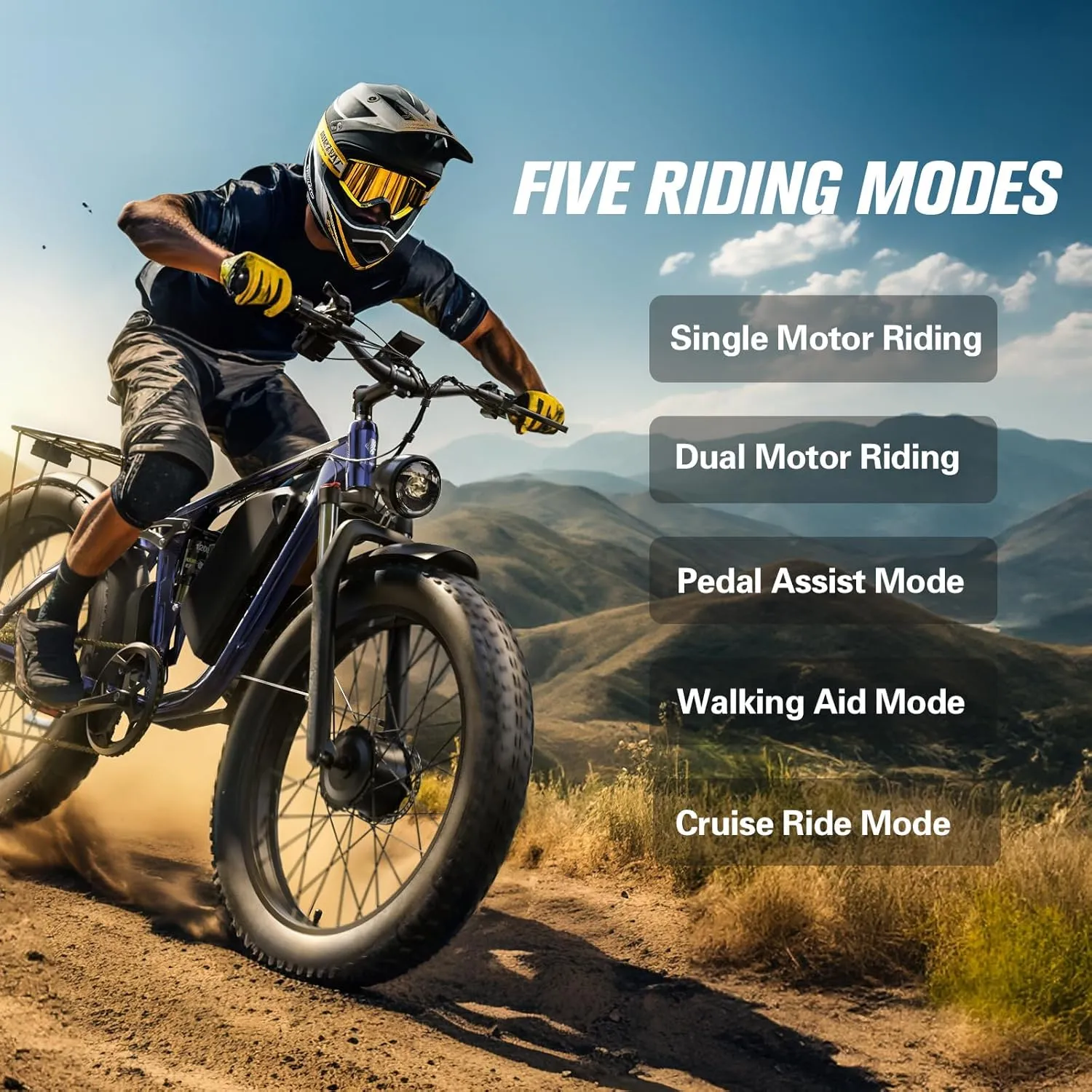 Electric Bike for Adults, 40MPH E Bikes for Men, 3000/5000W Peak Dual Motor ebike, 52V 23AH Battery, 100 Miles Range Ebike26 Fat Tire, Full Suspension, Hydraulic Disc Brake, UL Certified