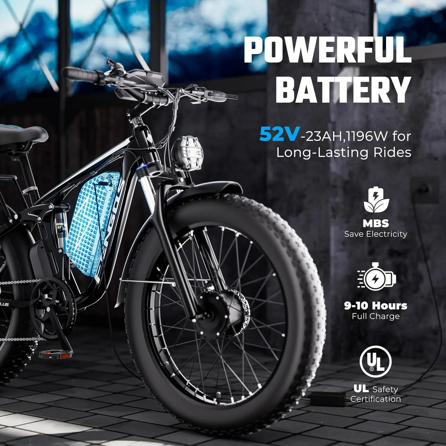 Electric Bike for Adults, 40MPH E Bikes for Men, 3000/5000W Peak Dual Motor ebike, 52V 23AH Battery, 100 Miles Range Ebike26 Fat Tire, Full Suspension, Hydraulic Disc Brake, UL Certified