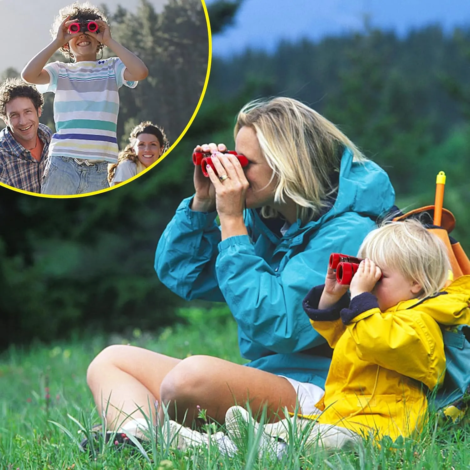 ESSENSON Binoculars for Kids Toys Gifts for Age 3-12 Years Old Boys Girls Kids Telescope Outdoor Toys for Sports and Outside Play Hiking, Bird Watching, Travel, Camping, Birthday Presents (Red)