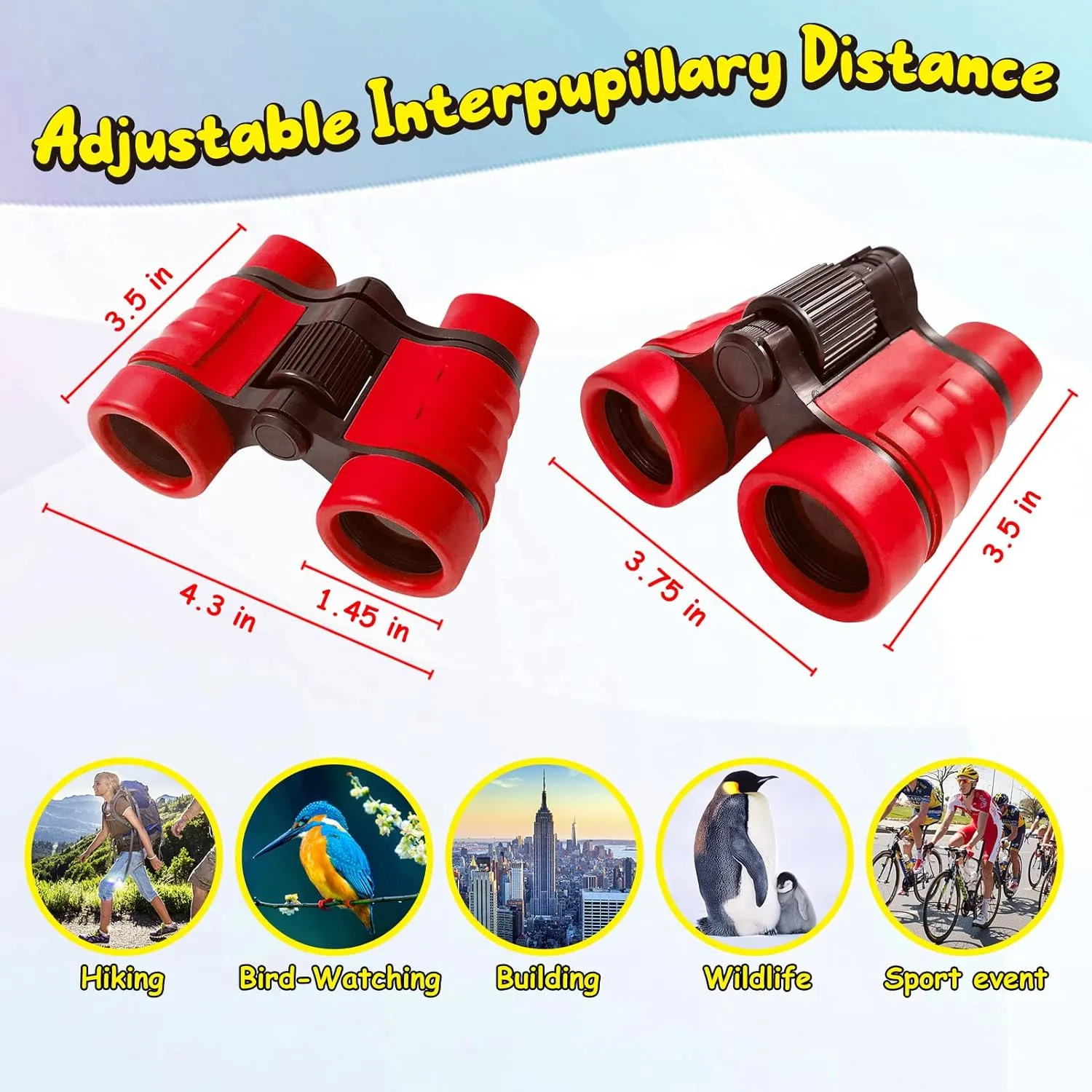 ESSENSON Binoculars for Kids Toys Gifts for Age 3-12 Years Old Boys Girls Kids Telescope Outdoor Toys for Sports and Outside Play Hiking, Bird Watching, Travel, Camping, Birthday Presents (Red)
