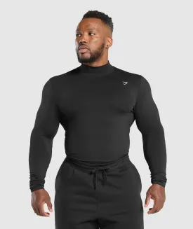 Gymshark Everyday Seamless Mock Long Sleeve T-Shirt - Black