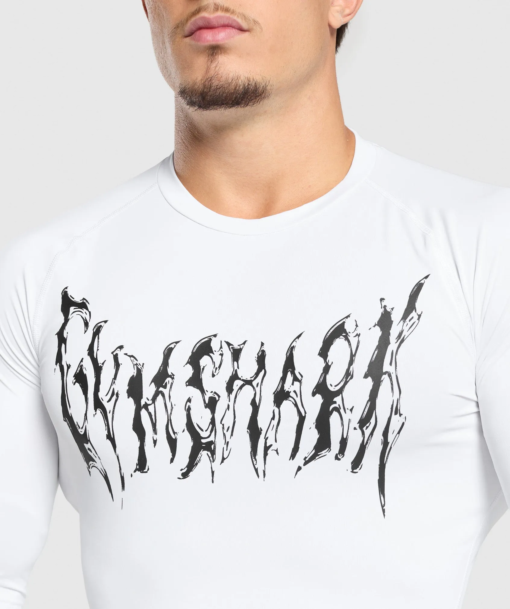 Gymshark Graphic Baselayer Long Sleeve T-Shirt - White