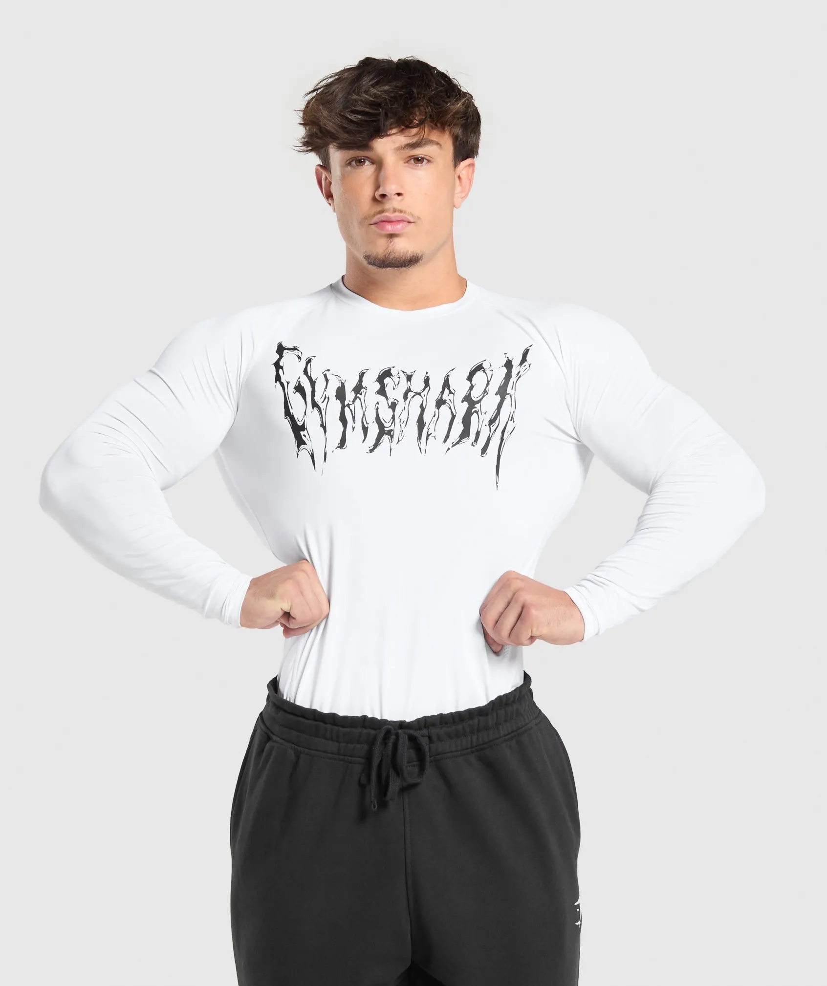 Gymshark Graphic Baselayer Long Sleeve T-Shirt - White