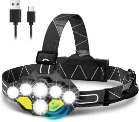 Headlamp Rechargeable, 18000 Lumen High Bright Head Lamp with Red Light, 8 Led Headlamps for Adults with Motion Sensor, Waterproof Head Light for Camping Fishing Hiking Hunting 9 Modes
