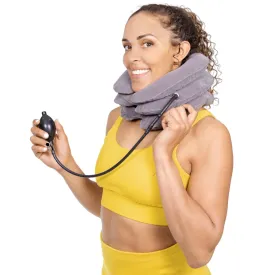 Inflatable Neck Traction Device - Soft Cervical Stretcher Pillow with Pump for At-Home Decompression