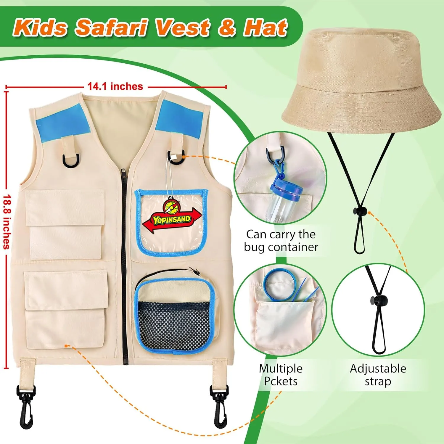 Kids Explorer Kit & Bug Catcher Kit, Kids Camping Gear for Kids, Outdoor Exploration Set with Vest & Hat, Ideal Outdoor Camping Adventure Toys for Boys Girls