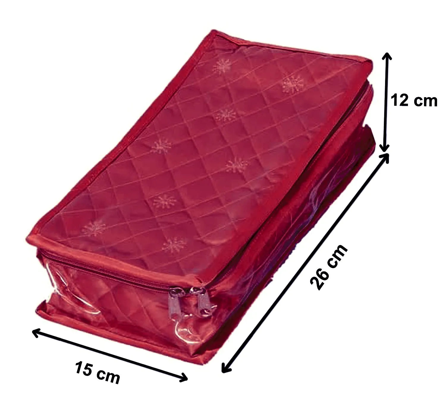 Kuber Industries Jewellery Box With 5 Pouches For Necklace Earrings Tops Studs Half Set Bag Box Case Organizer for Women Girls (Maroon)