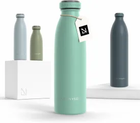 LARS NYSM Stainless Steel Insulated Water Bottle 12oz 17oz 25oz 34oz 51oz | Insulated Thermo Flask for Hot and Cold Beverages | Leakproof Drinking Bottle (Aqua Turquoise, 17oz)