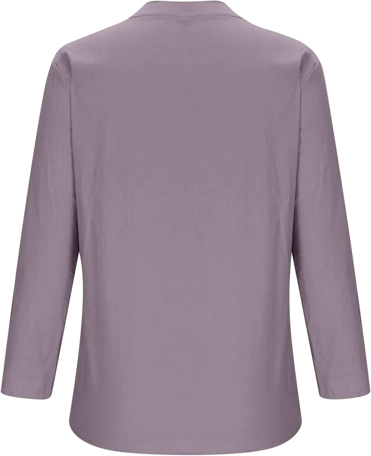 Linen Tops for Women 2025 Summer Button Down Blouses Casual Loose 3/4 Sleeve Shirts V Neck Vacation Henley Tunic