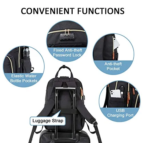 LOVEVOOK Laptop Backpack for Men & Women Unisex Travel Anti-Theft Bag Business Computer Backpacks Purse College School Student Bookbag, Casual Hiking Daypack with Lock, 15.6 Inch, Black