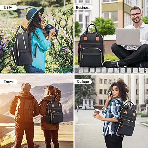 LOVEVOOK Laptop Backpack for Men & Women Unisex Travel Anti-Theft Bag Business Computer Backpacks Purse College School Student Bookbag, Casual Hiking Daypack with Lock, 15.6 Inch, Black