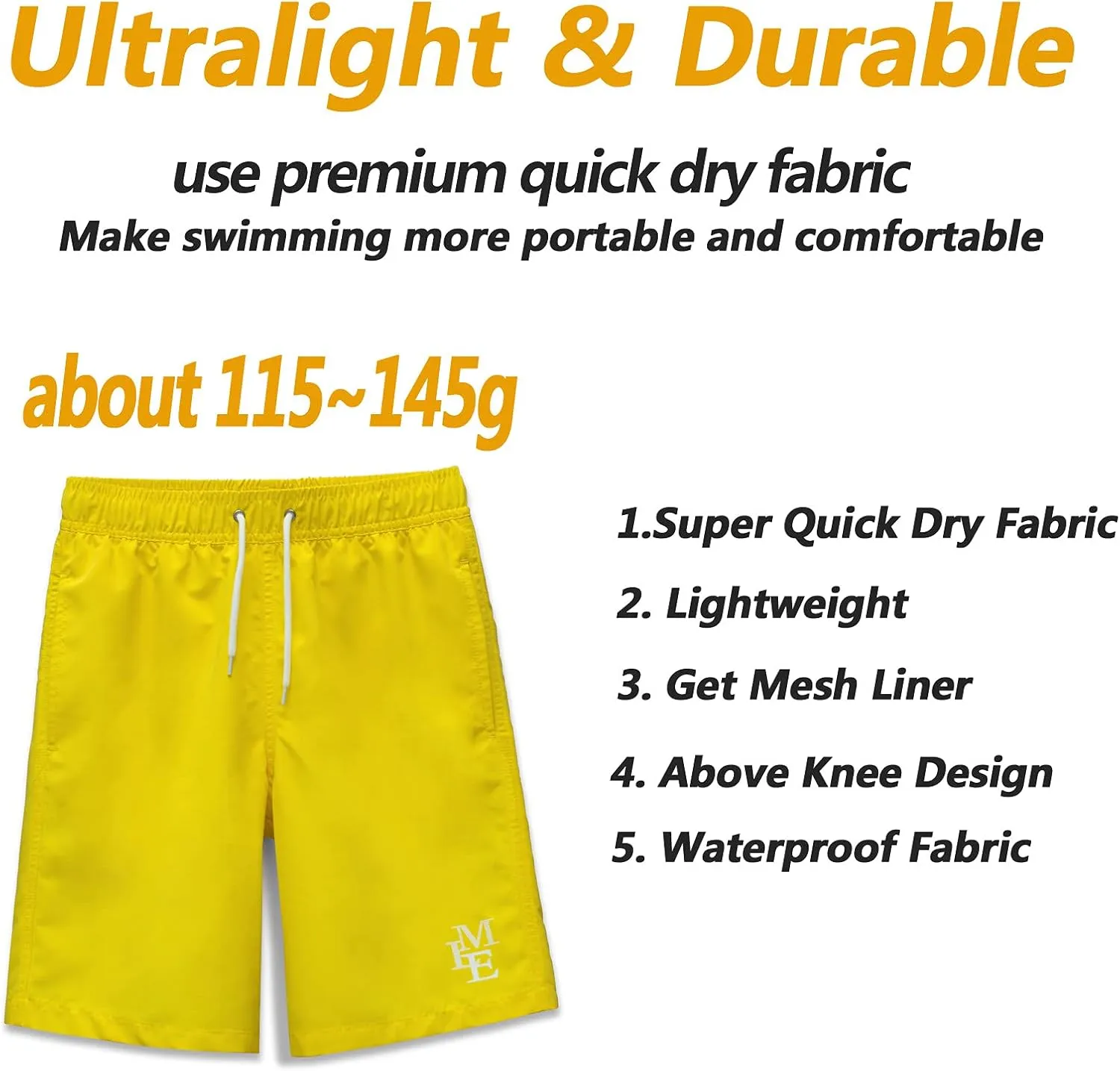 MEILONGER Boys Swim TrunksQuick Dry Beach Board Shorts Swimwear Bathing Suits Size 8,10-12,14-16,18-20