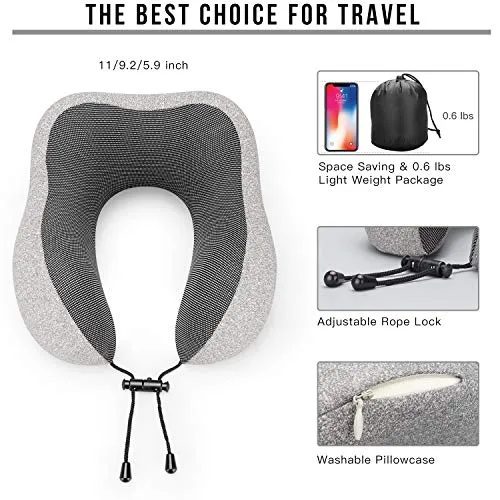 MLVOC Travel Pillow 100% Pure Memory Foam