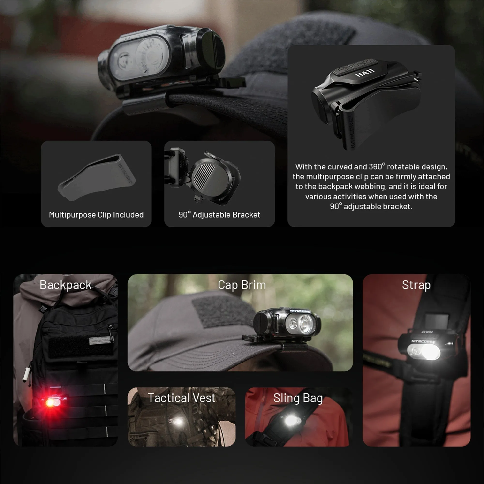 Nitecore HA11 Ultra-Lightweight Headlamp w/ aux. Red Beam (240 Lumens | 1xAA)
