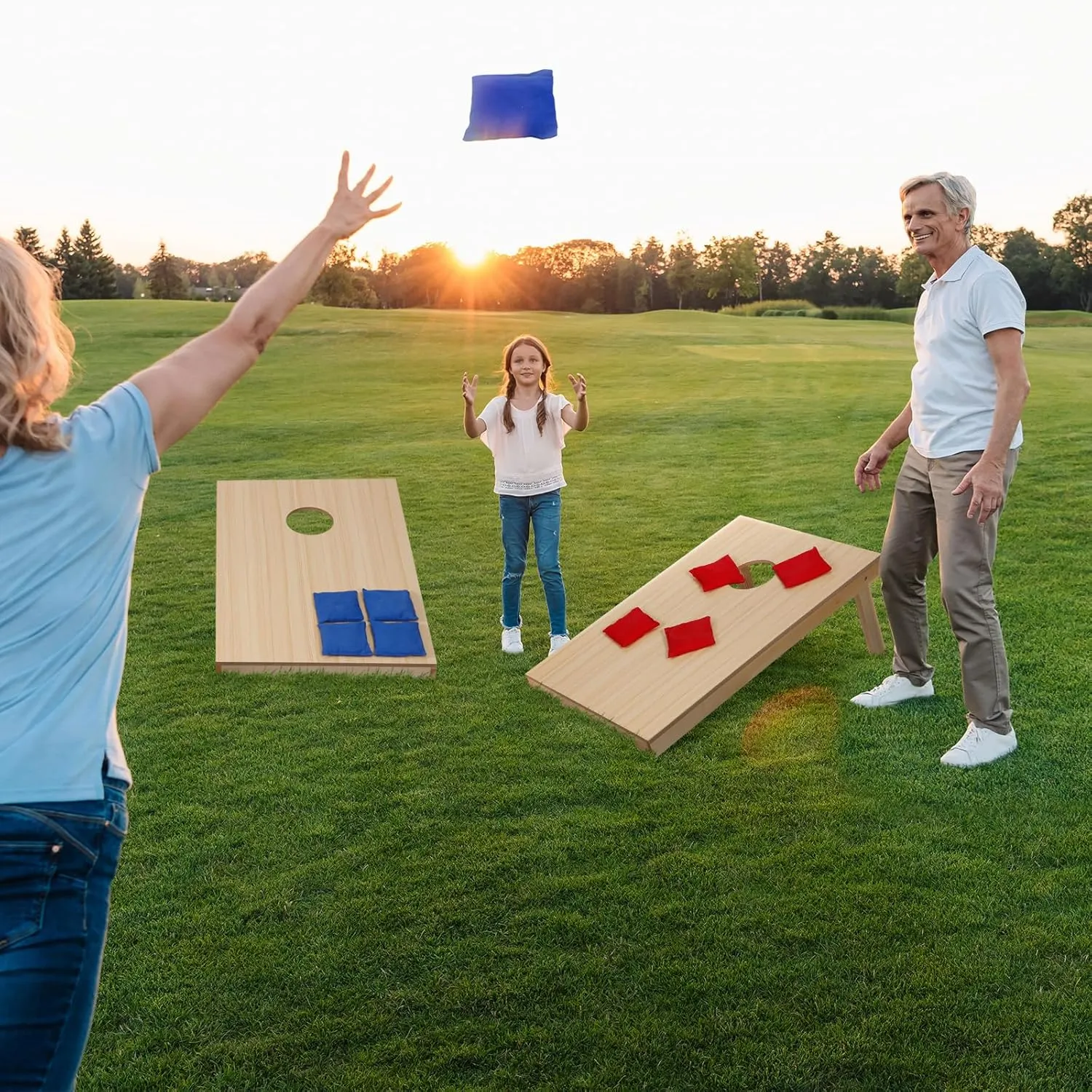 Nova Microdermabrasion 4x2Ft or 3x2Ft Solid Wood Cornhole Game Board with 8 Bean Bags and Carrying Case for Outdoor Yard Beach Lawn Party Backyard