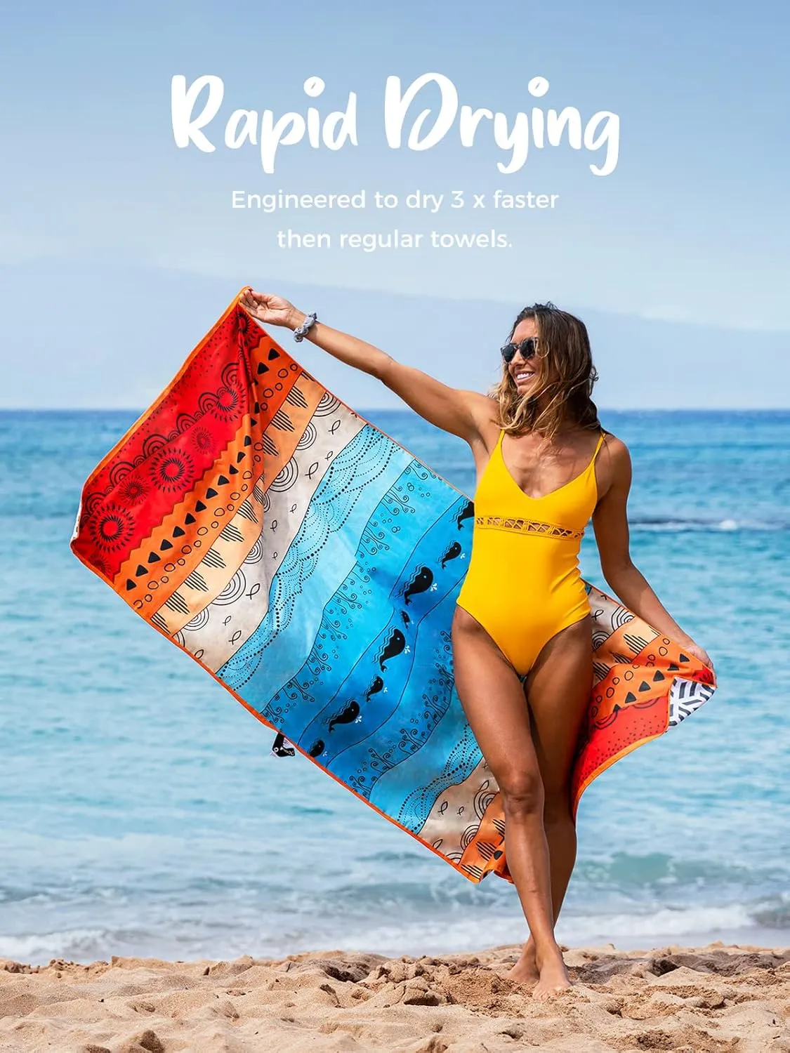 OCOOPA Microfiber Beach Towel - Oversized 71"x32" - Quick Dry, Sand Free - Lightweight & Compact - Large Beach Towels for Swimming, Camping, Holiday