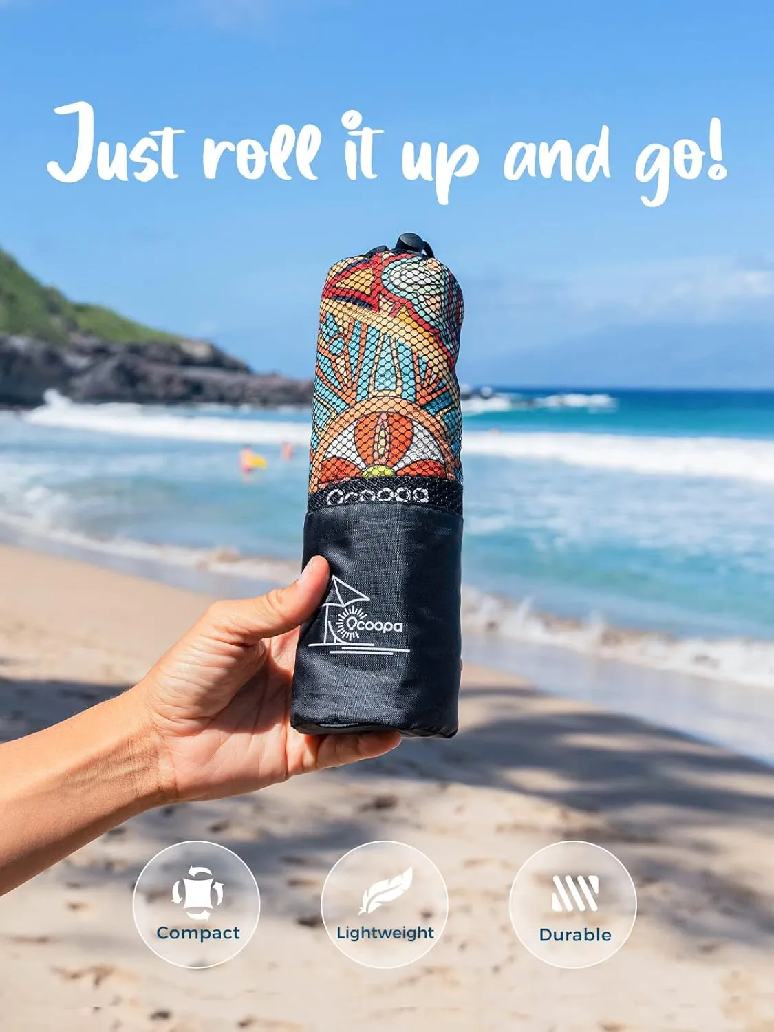 OCOOPA Microfiber Beach Towel - Oversized 71"x32" - Quick Dry, Sand Free - Lightweight & Compact - Large Beach Towels for Swimming, Camping, Holiday