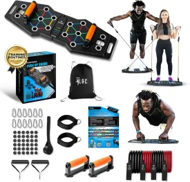 Push Up Board for Full Body Workout at Home - Portable, Joint Friendly, Fun & Motivating Home Workout Equipment with QR Code Guided Workouts - Ideal for Men, Women, Teens - L&C Exercise Essentials