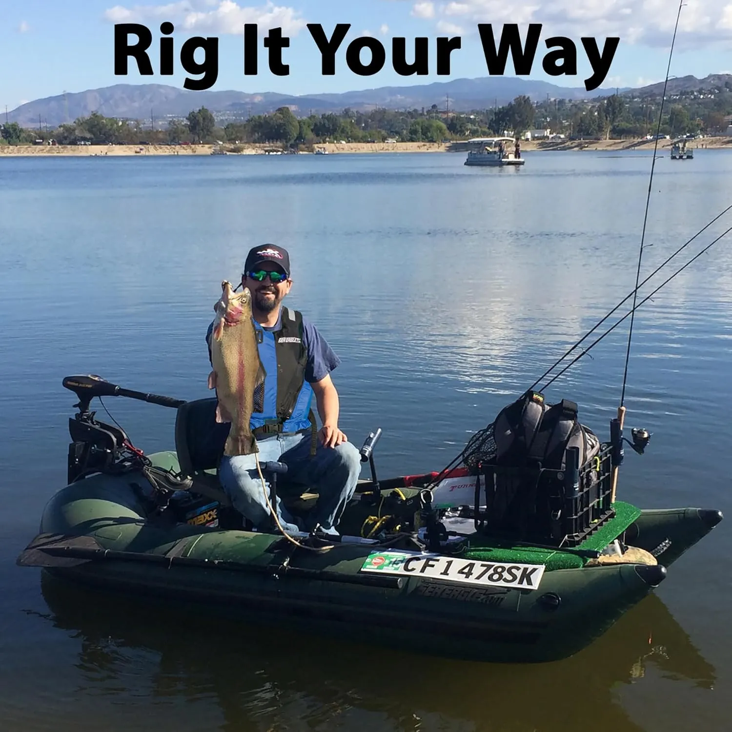 Sea Eagle 285 Frameless Inflatable 9 Pontoon Fishing Boat - 1 Person- Lightweight, Portable-Perfect for Hunting & Fishing-Sets up in 5 Minutes