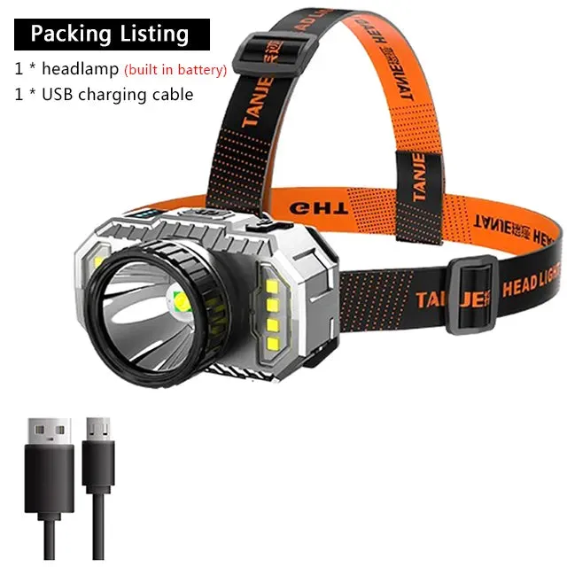 T20 LED Headlamp Strong Light Super Bright Head-Mounted Flashlight Outdoor Household Rechargeable Night Fishing Headlight