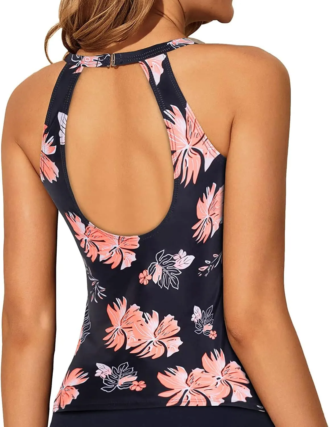 Tempt Me High Neck Tankini Top Backless Bathing Suit for Women Key Hole Swimsuit Swim Top Only