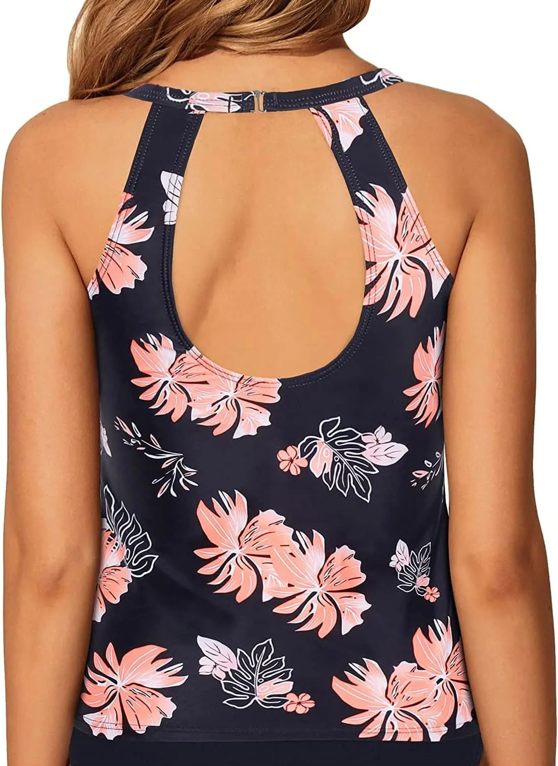 Tempt Me High Neck Tankini Top Backless Bathing Suit for Women Key Hole Swimsuit Swim Top Only