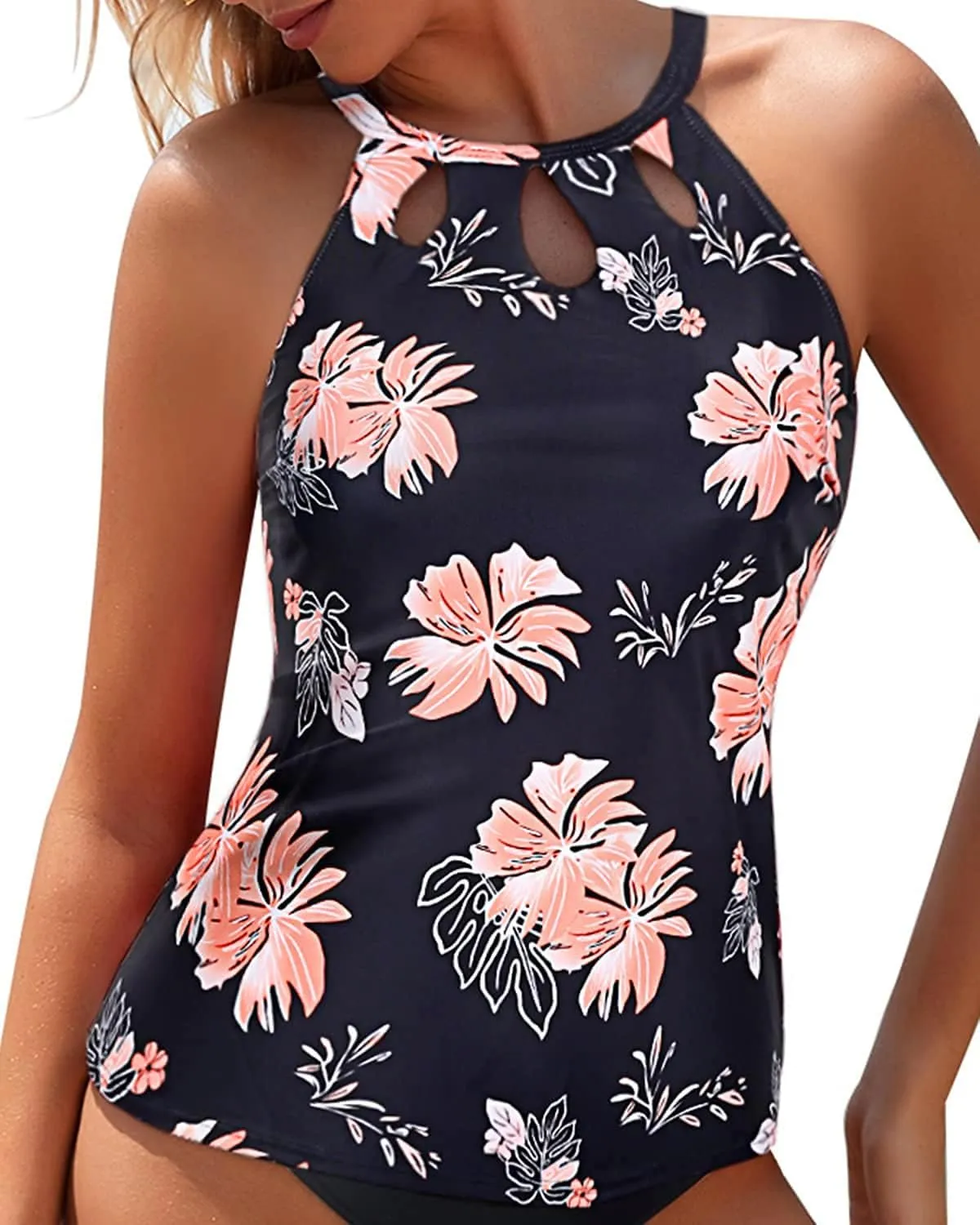 Tempt Me High Neck Tankini Top Backless Bathing Suit for Women Key Hole Swimsuit Swim Top Only
