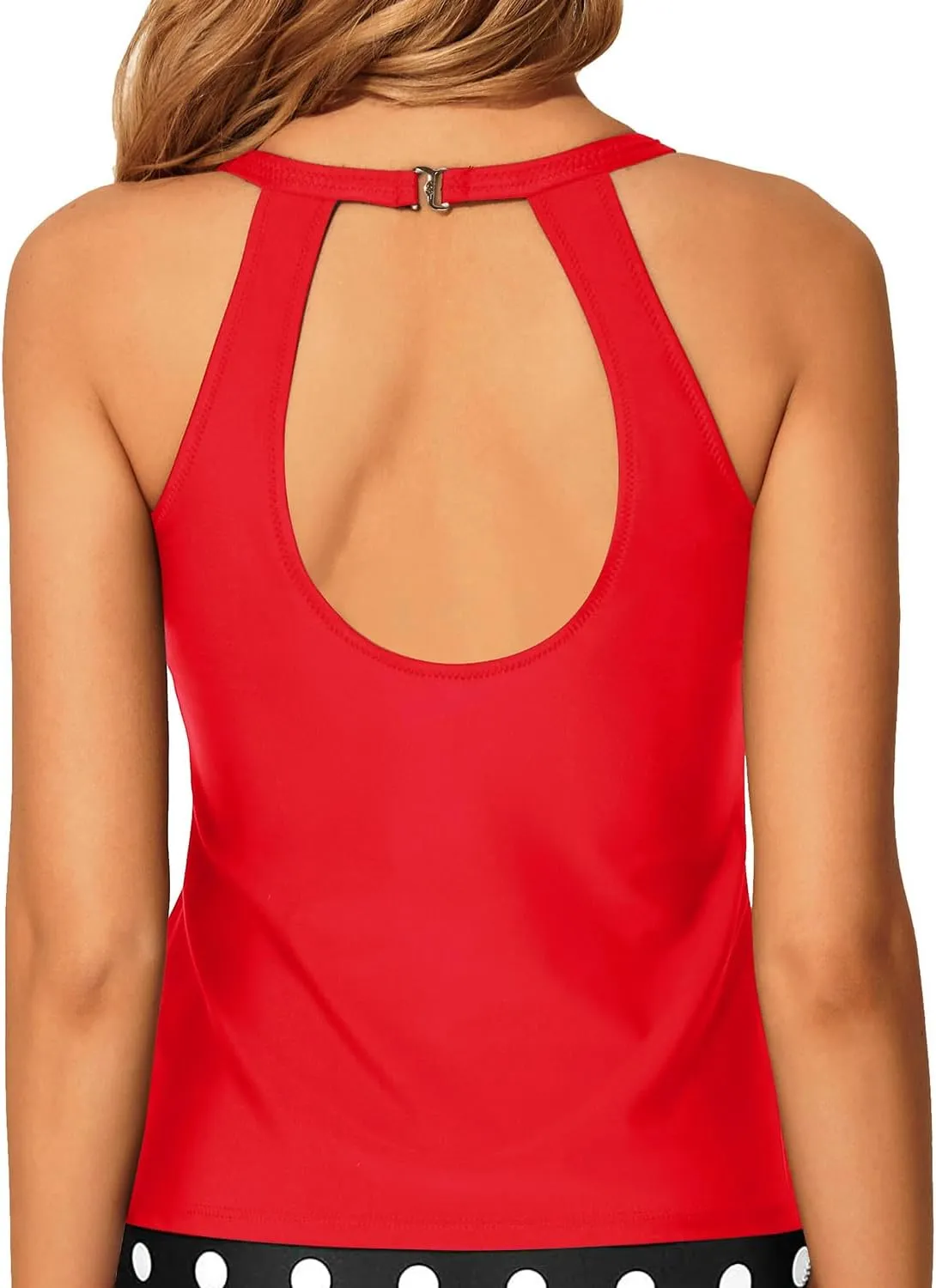 Tempt Me High Neck Tankini Top Backless Bathing Suit for Women Key Hole Swimsuit Swim Top Only