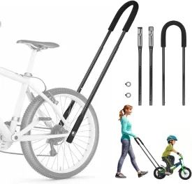 Upgrade Bike Training Handle - Extended 27"-33" Multi-Position Adjustable Children Bike Trainer Balance Push Bar for Kids Learning to Ride (4-Level Height Settings)