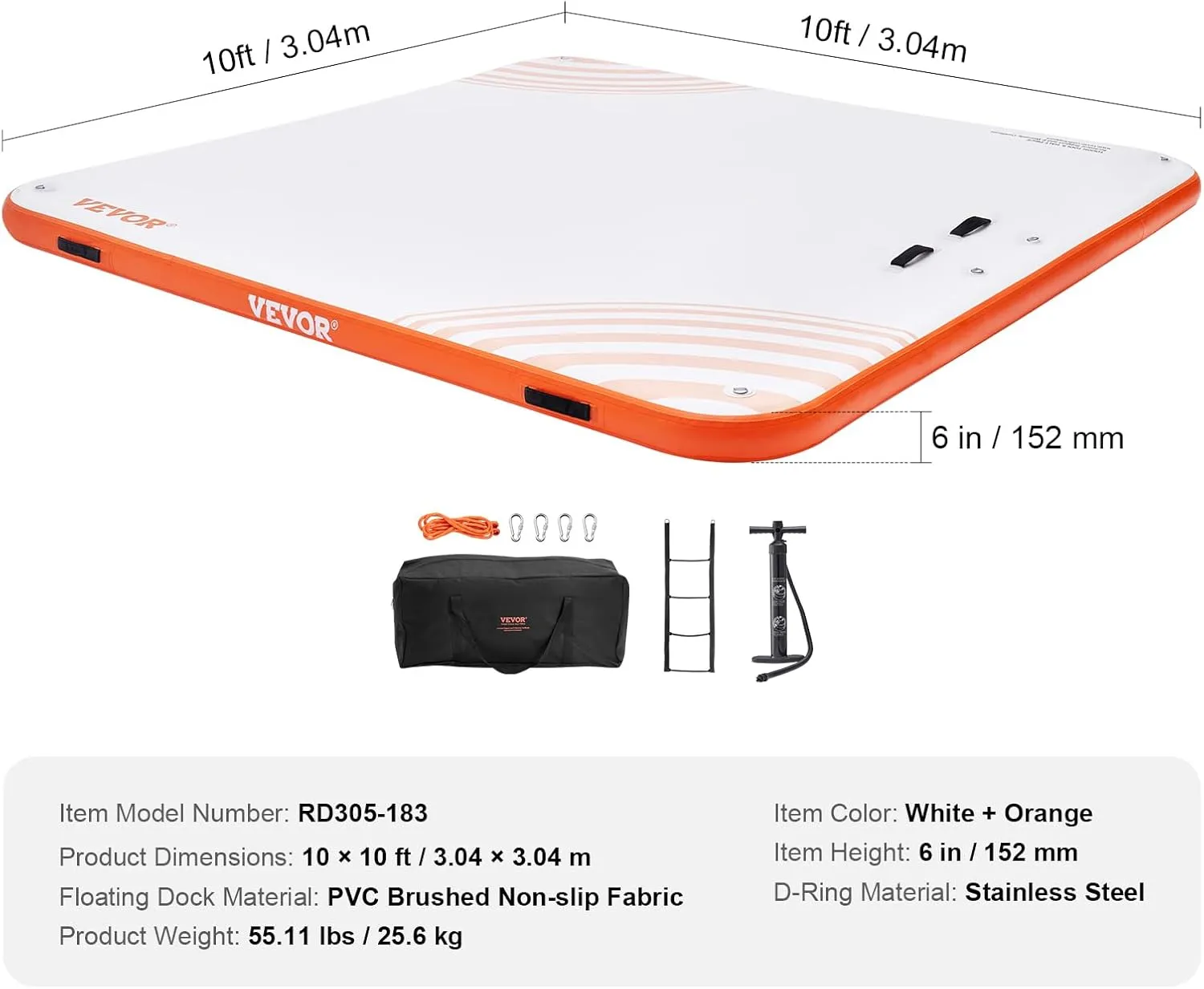 VEVOR Inflatable Floating Dock, Inflatable Dock Platform, Non-Slip Air Dock Platform with Portable Carrying Bag & Detachable Ladder, Floating Platform Island Raft for Pool Beach Ocean