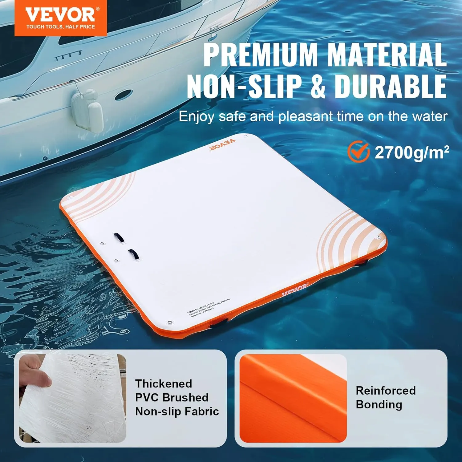 VEVOR Inflatable Floating Dock, Inflatable Dock Platform, Non-Slip Air Dock Platform with Portable Carrying Bag & Detachable Ladder, Floating Platform Island Raft for Pool Beach Ocean