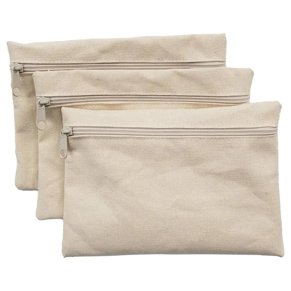 Wear'm 100% Cotton Canvas Pencil Cases 3pk