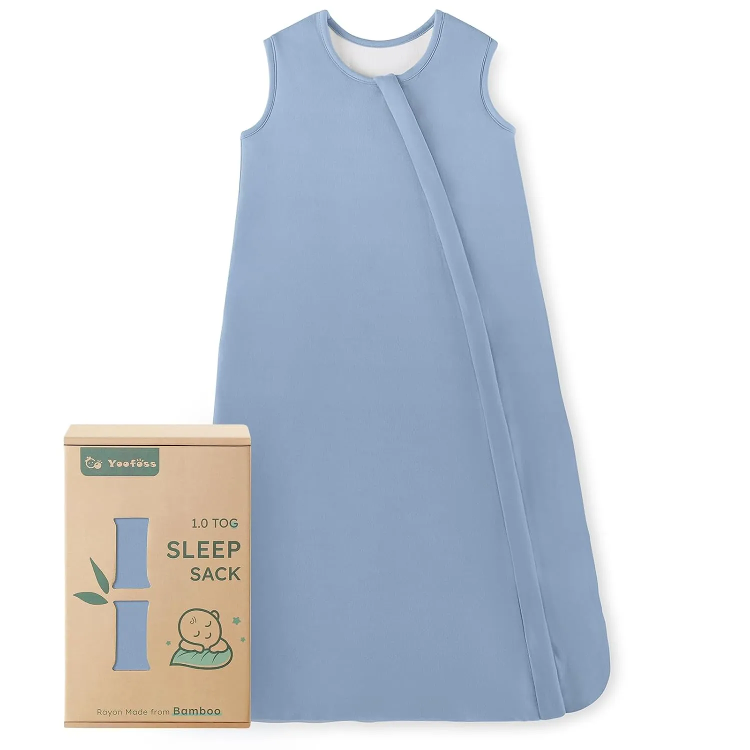 Yoofoss Rayon Made from Bamboo Baby Sleep Sack 0-6 Months 1.0 Tog Baby Wearable Blanket, Super Soft Infant Toddler Sleeping Sack 2-Way Zipper