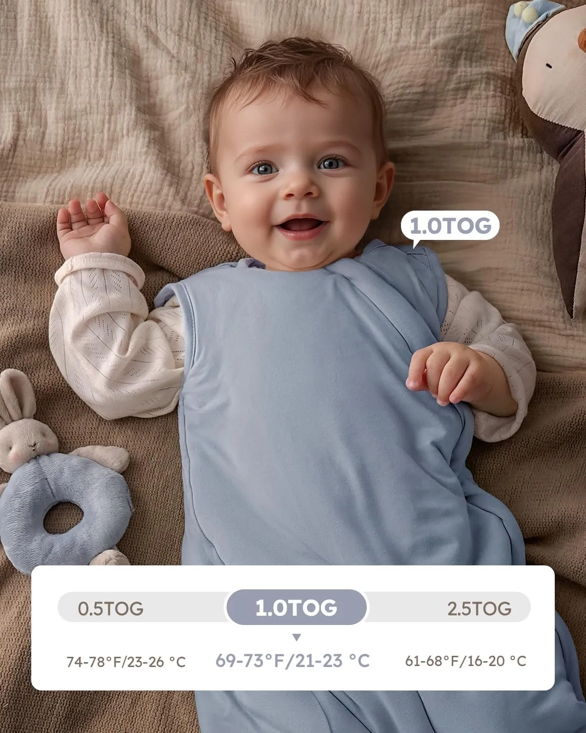Yoofoss Rayon Made from Bamboo Baby Sleep Sack 0-6 Months 1.0 Tog Baby Wearable Blanket, Super Soft Infant Toddler Sleeping Sack 2-Way Zipper