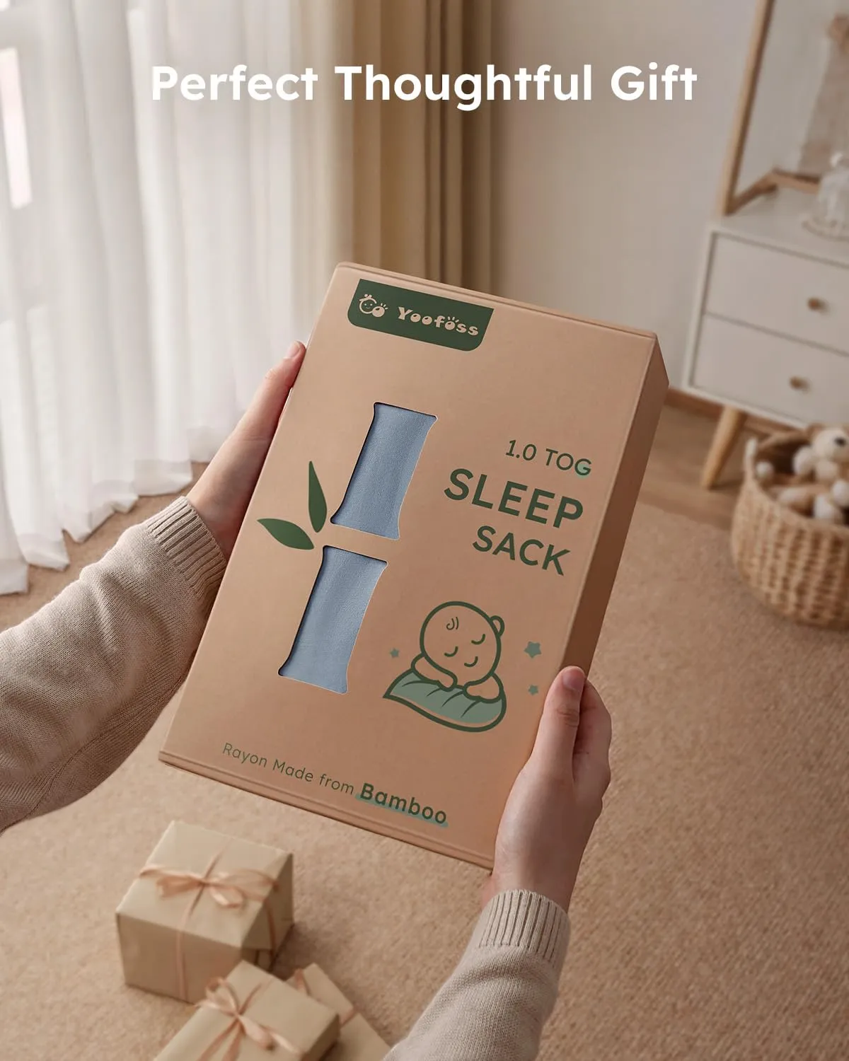 Yoofoss Rayon Made from Bamboo Baby Sleep Sack 0-6 Months 1.0 Tog Baby Wearable Blanket, Super Soft Infant Toddler Sleeping Sack 2-Way Zipper